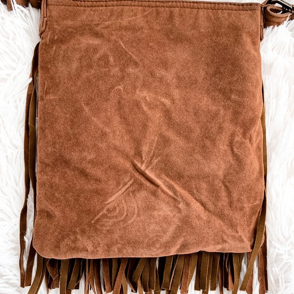 Roxy Boho Faux Brown Leather Fringe Tassel Purse - Picture 10 of 10